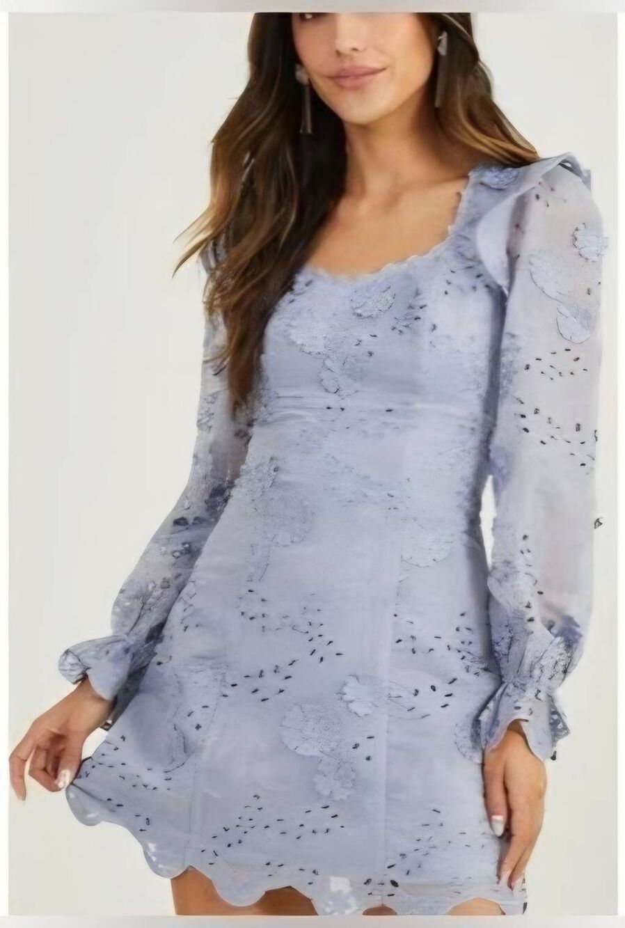 Altar'd State Balloon Sleeve Sweetheart Neckline Eyelet Mini Dress Sz. XS